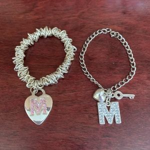 Set of 2 Initial “M” Bracelets in Silver! 💕